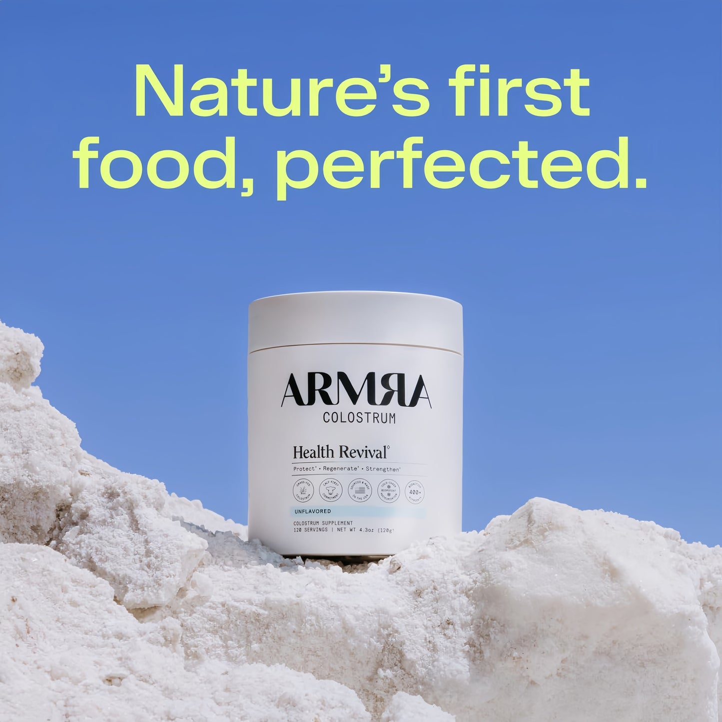 ARMRA Colostrum Powder | Unflavored | Gut Health & Bloating | Skin & Hair | Immunity | Keto, Gluten & Fat-Free | 120 Servings
