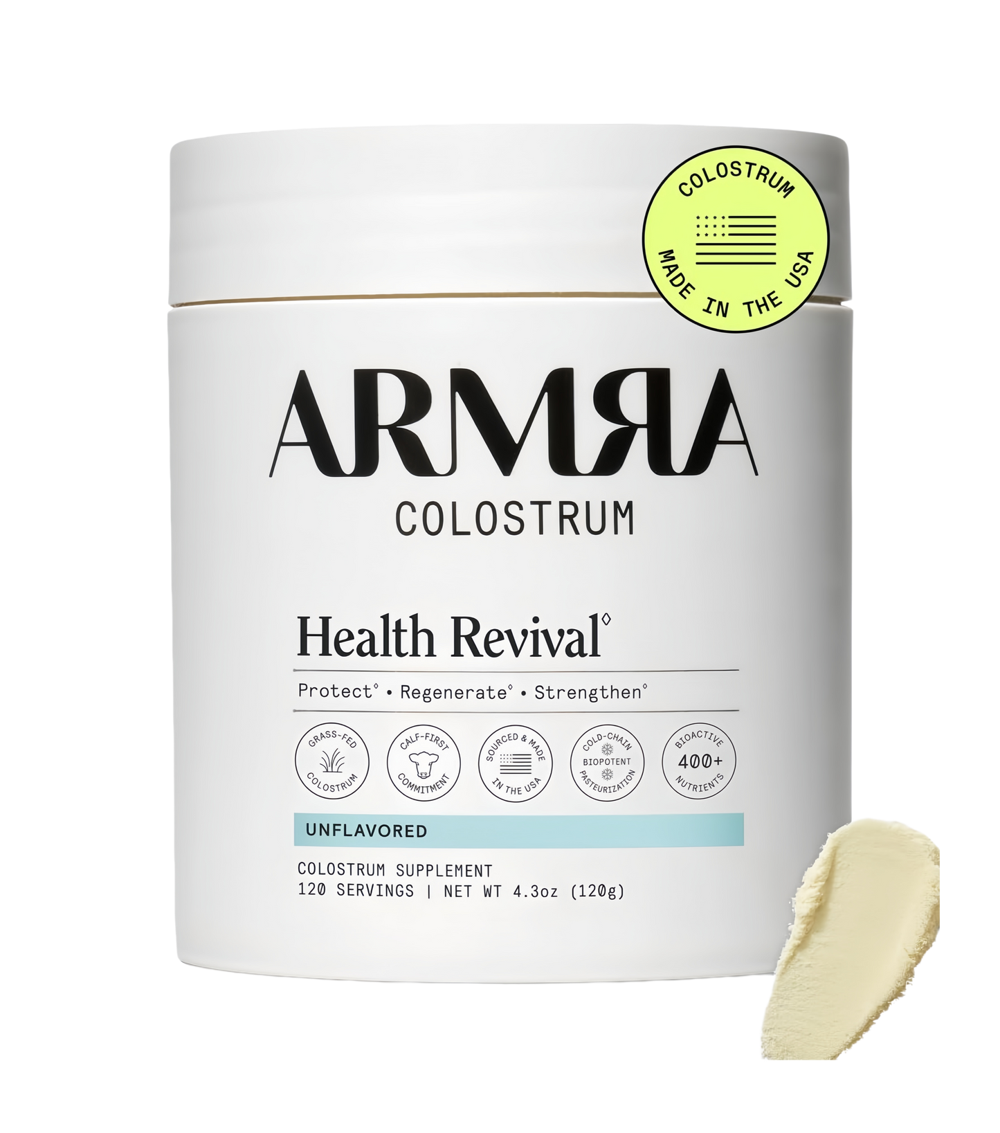 ARMRA Colostrum Powder | Unflavored | Gut Health & Bloating | Skin & Hair | Immunity | Keto, Gluten & Fat-Free | 120 Servings